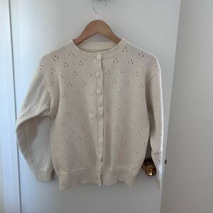 VINTAGE Cotton Pointelle Cardigan M